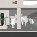 Modern Clothing Store With Glass Doors White Robot Model Plant And Stylish Displays