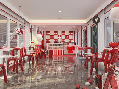 Modern Dessert Shop Bakery Cake Shop Baking Shop Shelf Freezer Bread Cabinet Display Cabinet Cashier 3d model