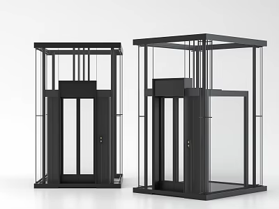 Modern Glass Elevator Design With Metal Frame And Transparent Doors 3d model