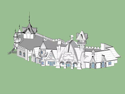 Ancient Architecture Design Featuring Multiple Towers Pointed Spires Intricate Roof Structures And Arched Windows 3d model