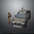 Brown SUV With Roof Mounted Detection Device And Outdoor Gear Woman