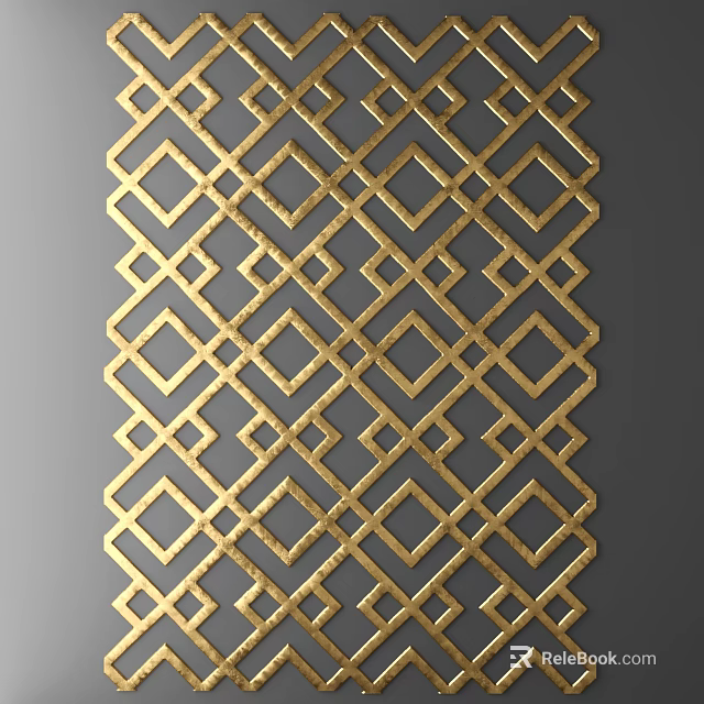 Golden Geometric Pattern Room Divider For Home Decor And Space Partition 3d model