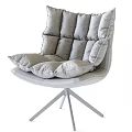 Modern Brown Tufted Upholstered Accent Chair With Black Metal Crossed Base