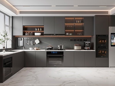 Modern open kitchen 3d model