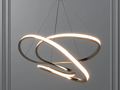 Modern LED Ring Chandelier With Contemporary Metallic Structure And Illuminated Strips 3d model