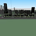 Tall Modern Office Buildings With Glass Facades Along Waterfront Urban Skyline
