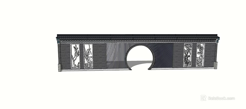 Elegant Decorative Feature Wall Design With Arched Opening And Intricate Carved Patterns 3d model