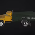 Vintage Yellow CA10 Truck With Green Cargo Bed Front View License Plate LZ10147