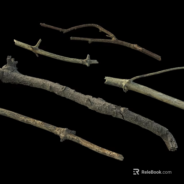 Natural Wood Branches And Stones For Rustic Decorative Projects 3d model 