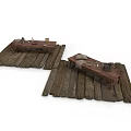 Vintage Rustic Wooden Platforms With Handcrafted Items And Decorative Displays
