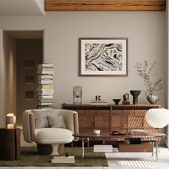 Leisure Chair Leisure Chair Decorative Cabinet Bookshelf Floor Lamp Decorative Painting 3d model