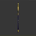 Decorative Sword with Blue Gold Accents Gemstone Hilt and Inscribed Blade Design