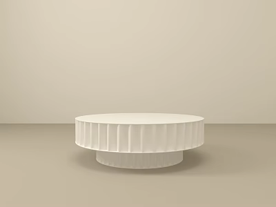 White Round Coffee Table With Textured Design In Light Neutral Background 3d model