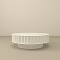 White Round Coffee Table With Textured Design In Light Neutral Background 3d model