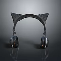 Black Cat Ear Design Over Ear Headphones With Stylish Reflective Finish And Comfortable Earpads