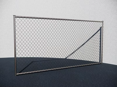 Metal Chain Link Fence With Frame Placed On Dark Surface And Light Background 3d model