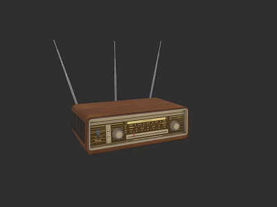 Vintage Computer With Wooden Case Three Antennas Knobs And Dials 3d model