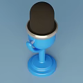 Blue Headphones Speakers With Black Top Silver Ring And Stand Base Design
