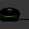 Ergonomic Wired Gaming Mouse with Black Body and Green LED Light for Computer Use