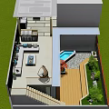 Roof Garden With Comfortable Sofa Coffee Table Hanging Chair Green Plants And Open Design