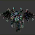 Futuristic Mechanical Creature Character With Detailed Winged Structure And Blue Glowing Core