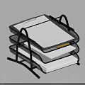Black Multi Tiered Mesh File Organizer With Clipboard And Stacked Papers For Office Desk Organization