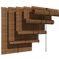 Traditional Bamboo Blinds With Layered Roller Structure And Cord Control System 3d model