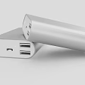 Silver Portable Power Bank with Multiple USB Ports Power Button and Indicator Lights 3d model