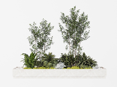 Modern indoor and outdoor landscaping gardening landscape sketch green plant landscape stone plant pile micro terrain landscape pool flower bed model