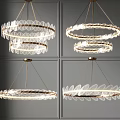 Elegant Modern Layered Chandeliers With Transparent Circular Rings And Metal Frame