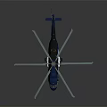 Modern Blue and White Helicopter Model with Large Rotors and Reflective Surface 3d model