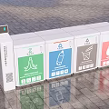 Color Coded Waste Sorting Bins With Different Recycling Category Icons 3d model