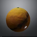 Fresh Ripe Orange With Textured Skin And Green Stem Isolated On Gray Background