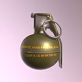 Green Hand Grenade With Fragmentation Type Metal Pin Fuse Top And Yellow Text