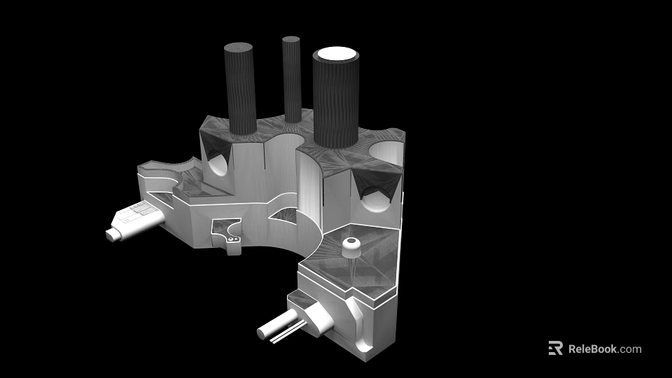 Detailed Industrial Equipment 3D Model With Multiple Cylindrical Components And Connecting Parts 3d model 