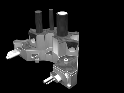 Detailed Industrial Equipment 3D Model With Multiple Cylindrical Components And Connecting Parts 3d model