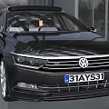 Sleek Black Volkswagen Sedan With Roof Spoiler Modern Front And LED Headlights