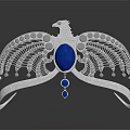 Silver Phoenix Tiara with Large Central Blue Gemstone Small Blue Stones Sparkling Diamonds and Crystals