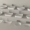 Modern Bathroom Sinks With Various Shapes And White Ceramic Design 3d model