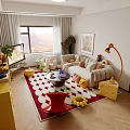 Bright Playful Living Dining Room Interior Design With Cozy Soft Sofas And Cute Interesting Decorations