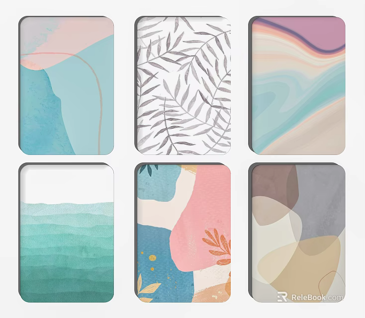 Modern Square Rugs With Abstract Botanical And Gradient Color Patterns 3d model