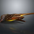 Bird Taxidermy Specimen With Brown Wings Yellow Belly Long Tail And Pointed Beak