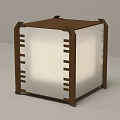 Modern Cube Shaped Table Lamp With Brown Frame And White Lampshade Design