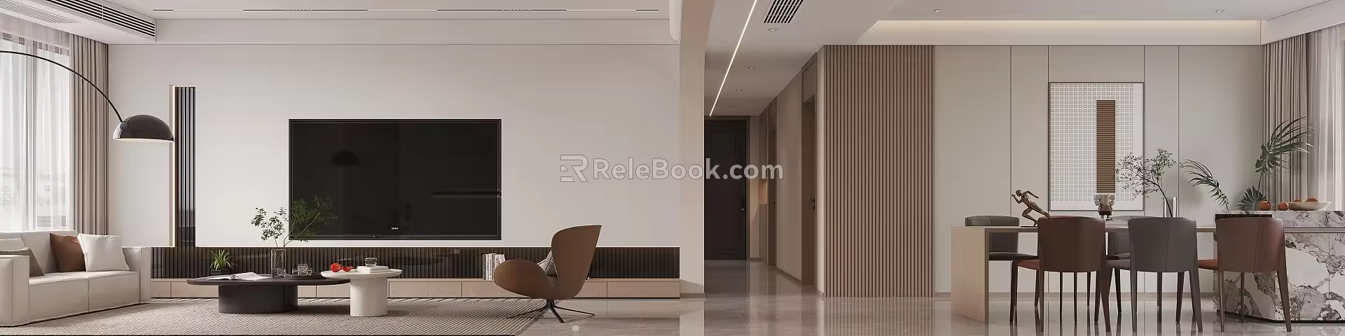 Modern Guest Restaurant Log 3d model