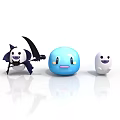 Cute Cartoon Characters Including Scythe Wielding Black White Figure Blue Round And White Ghost