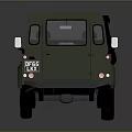 Light Green Military Cargo Van With Spare Tire And Transparent Windows