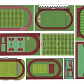 Sports Equipment Layouts for Various Sports Fields Including Football Pitch Basketball Court and Running Track