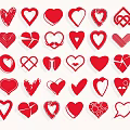 Various Red Heart Patterns With Different Stylish Designs And Shapes 3d model
