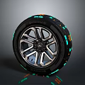 Stylish Glowing Tire Featuring Metallic Alloy Wheel And Vibrant Green Accent Details