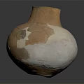 Ancient Pottery Jar With Cracks And White Repair Marks On Black Background